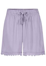 DOB Shorts, elastischer Bund mitBindeband und Tassel, Spitzenborte am Saum, Tascheneingriffe vorne