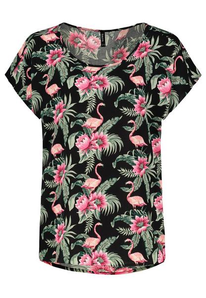 DOB Bluse, Rundhals mit Piping, 