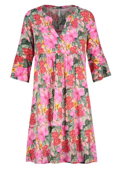 Kleid mit Volants,midi,3/4 