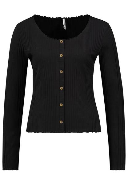 DOB Shirt, langarm, Rundhals, Knopfleiste ohne Funktion, Babyoverlock an Halsausschnitt, Saum undÄrmelsaum