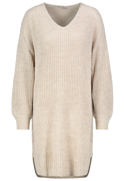 DOB Strick Kleid, langarm,midi, V-A - 20200/light