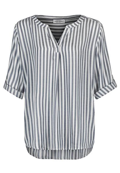 DOB Bluse, AOP, 3/4 arm, Stegkragen - 19400/navy -