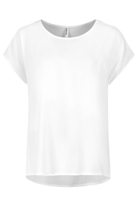 DOB Bluse, Rundhals mit Piping, übe, white