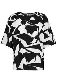 DOB Bluse, kurzer Raglanärmel, Rund, graphic: offwhite-black