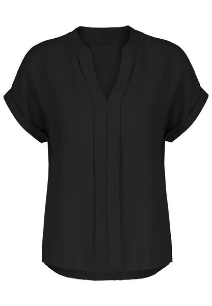 DOB Bluse kurzarm, Aufschlag am Arm - 24000/black