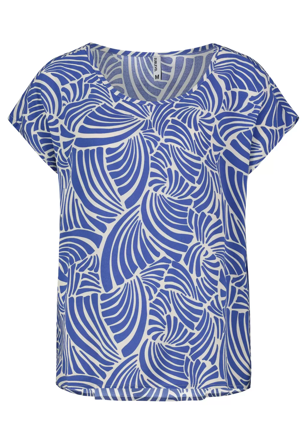 DOB Bluse, Rundhals mit Piping, übe, graphics: lightning blue-canvas bei