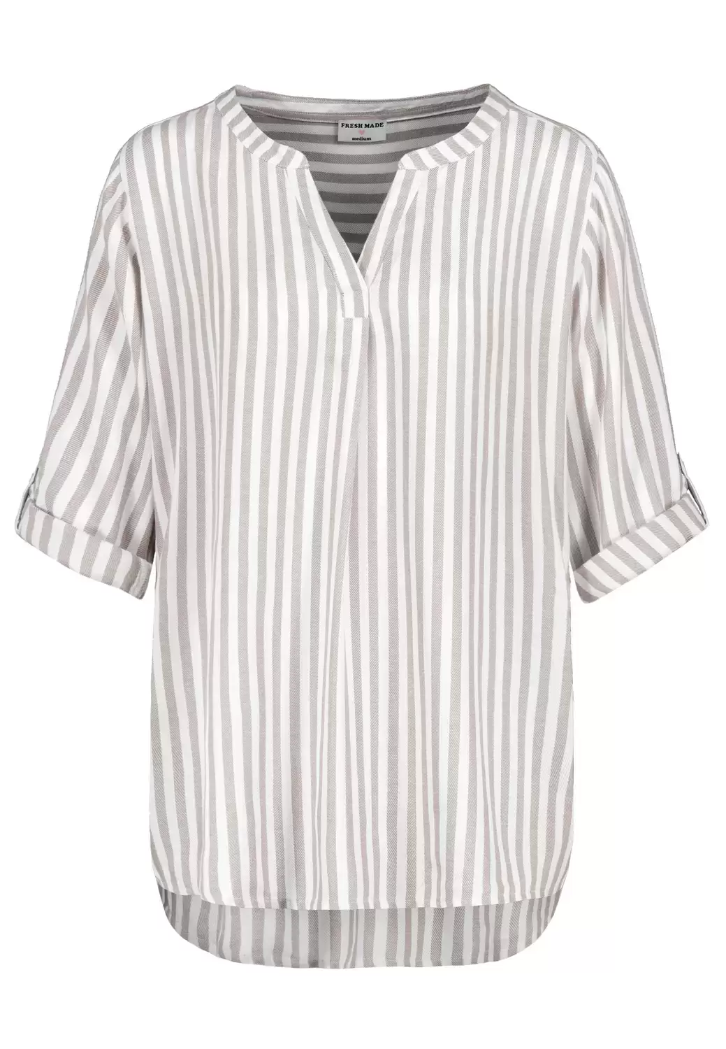 Damen, Bluse langarm, ash beige - white