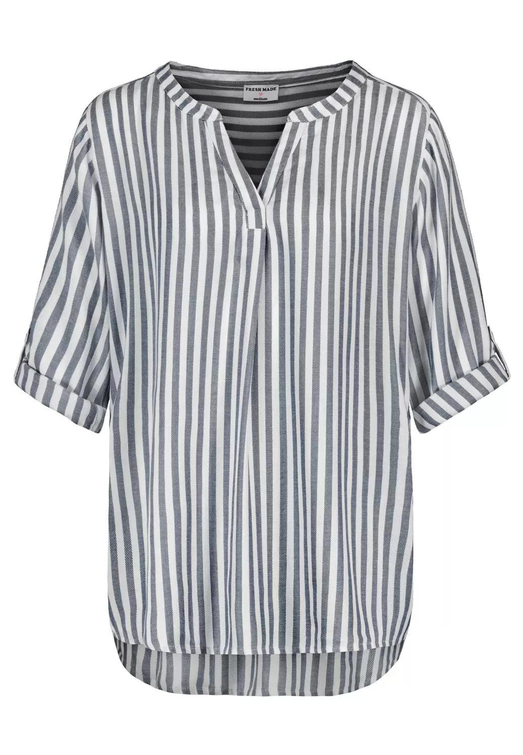 Damen, Bluse langarm, navy - white