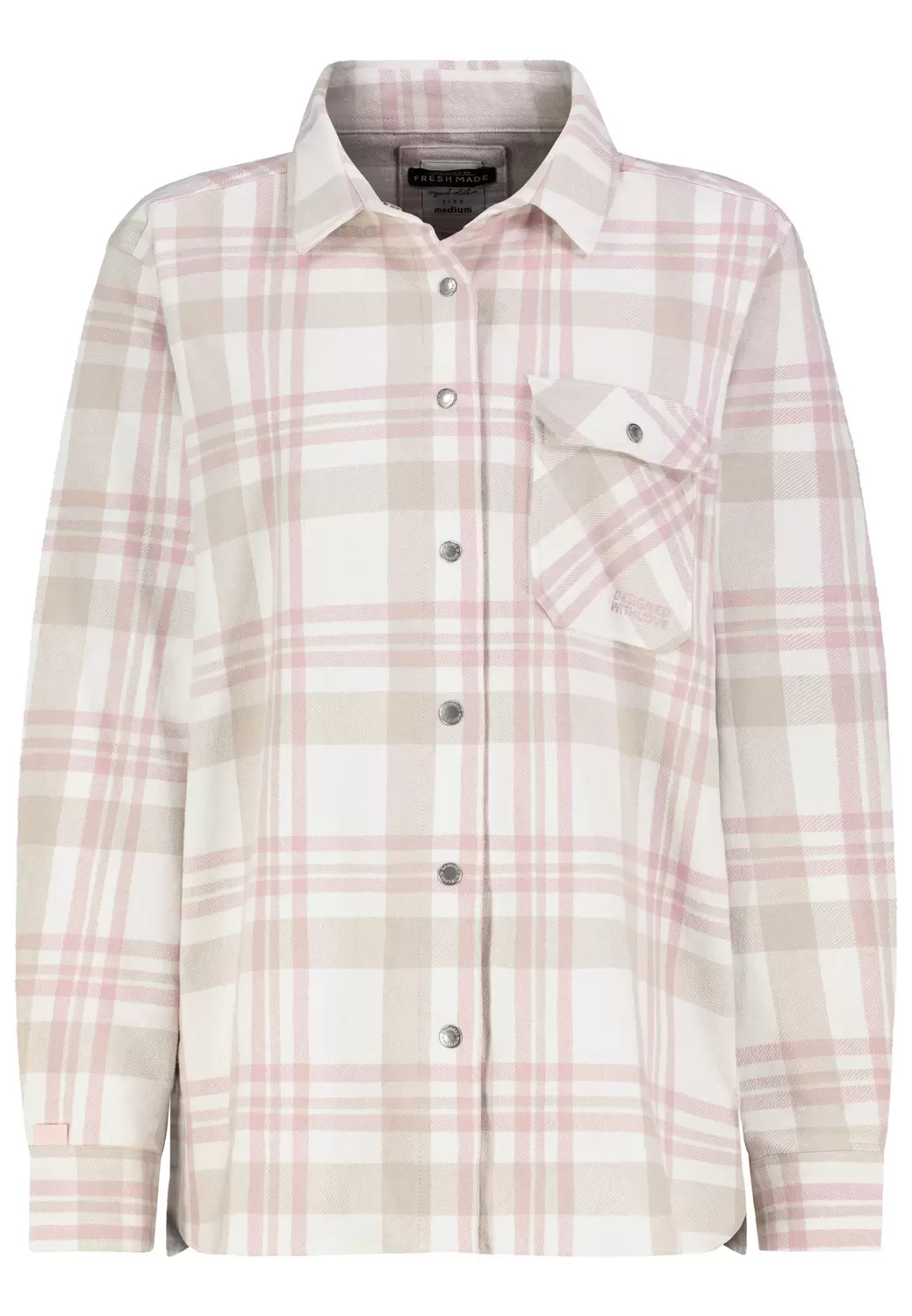 DOB brushed twill Karohemdbluse, Br, check: offwhite-light sand-light gr