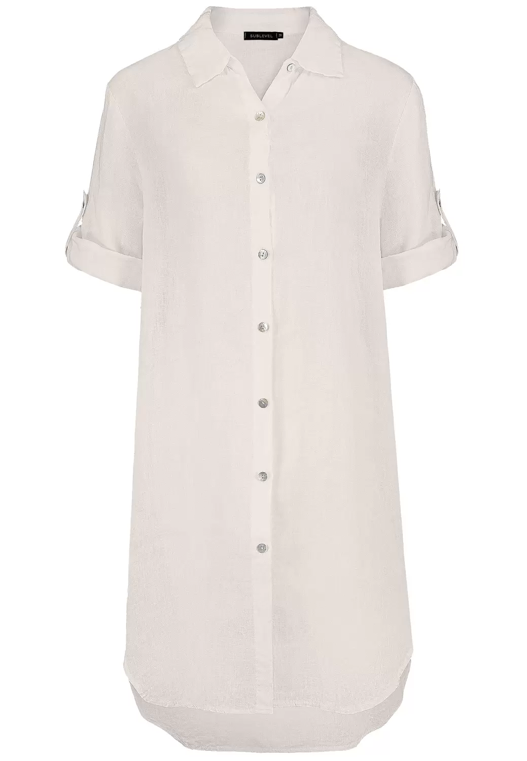 DOB Hemdblusenkleid,midi, 3/4 Ärmel, beige