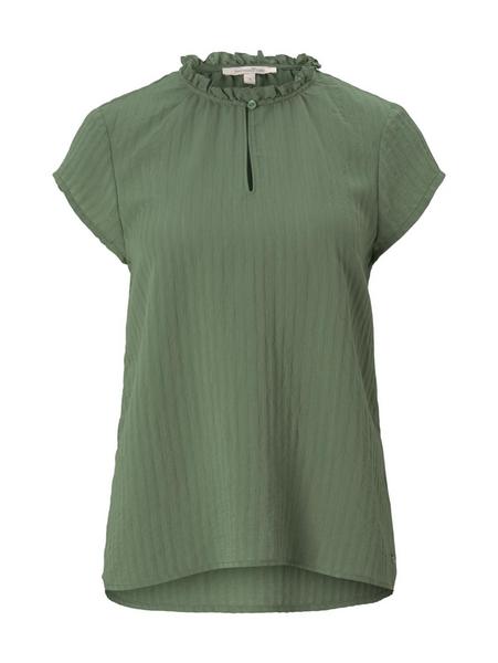 ruffled shortsleeve blouse - 24395/vintage green