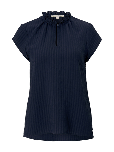 ruffled shortsleeve blouse - 10360/Real Navy Blue