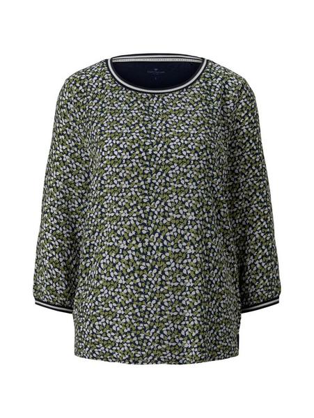 T-shirt fabric mix rib detail - 24662/navy green f