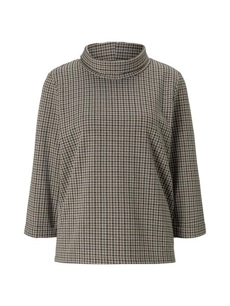 Sweatshirt rollneck check - 24612/camel small chec