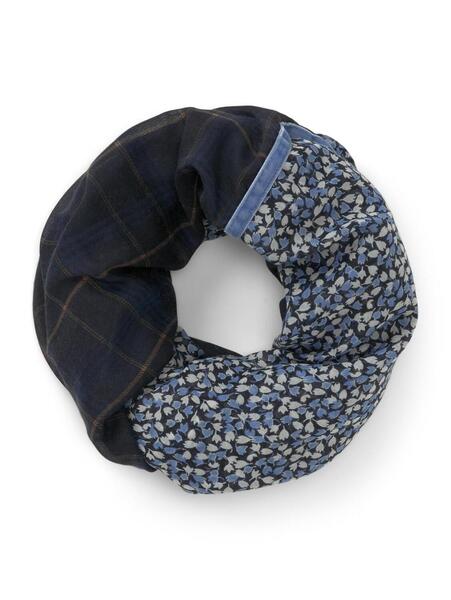 scarf loop with tape - 24660/navy blue floral desi
