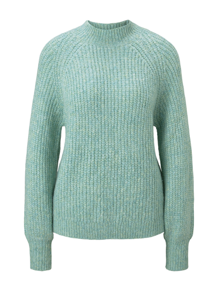 chunky mock neck pullover - 24578/mineral stone bl