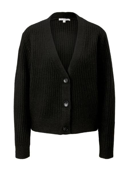 structured v-neck cardigan - 14482/Deep Black