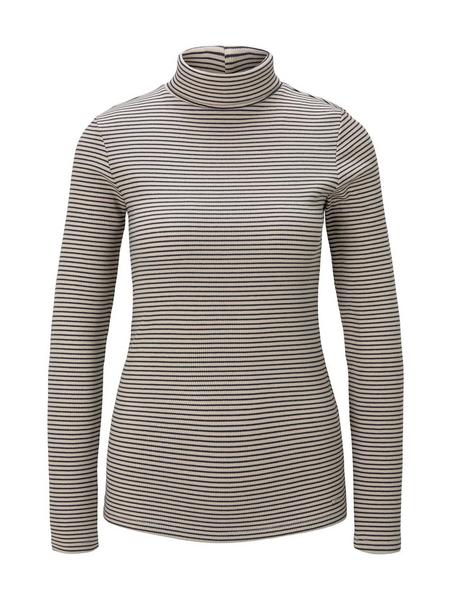 ribbed turtle neck - 25300/small creme navy stripe