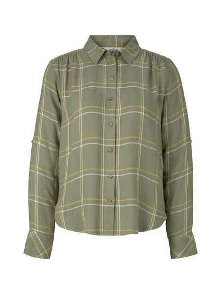 blouse with check - 26347/greyish green grid check