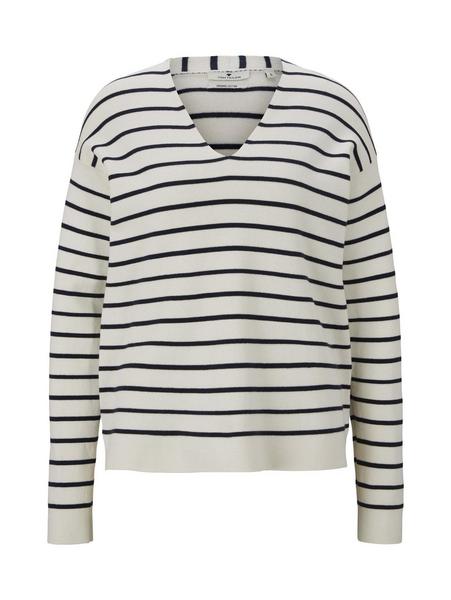 striped pullover - 26445/offwhite navy stripe