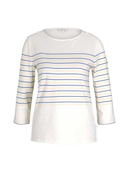striped tee with embro - 26432/blue creme yellow s