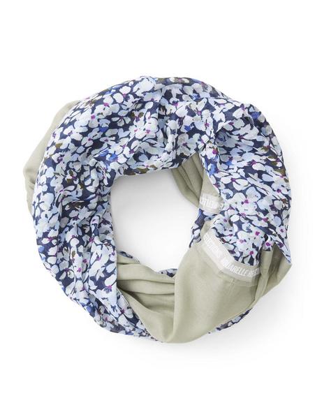 printed loop scarf with tape - 27263/navy floral d