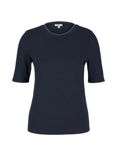 T-shirt with rib neck - 10668/Sky Captain Blue