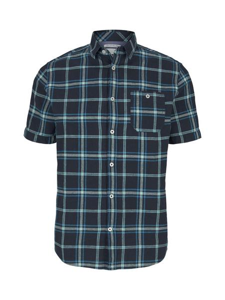 regular cotton linen check - 26588/navy base teal