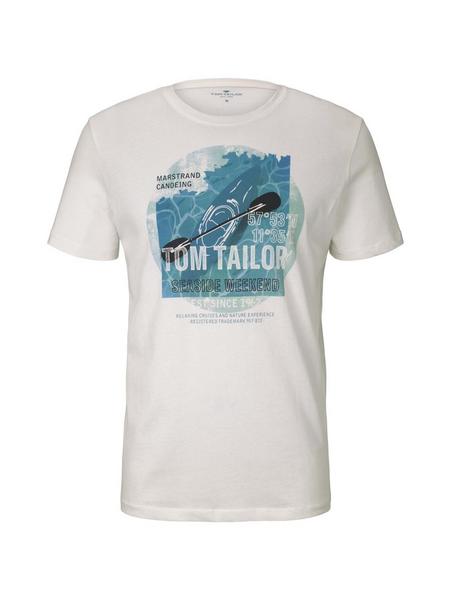 t-shirt with seaside print - 10332/Off White