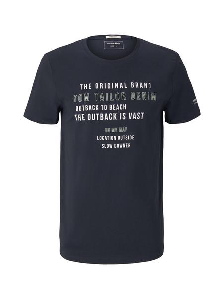 T-shirt with wordingprint - 10668/Sky Captain Blue