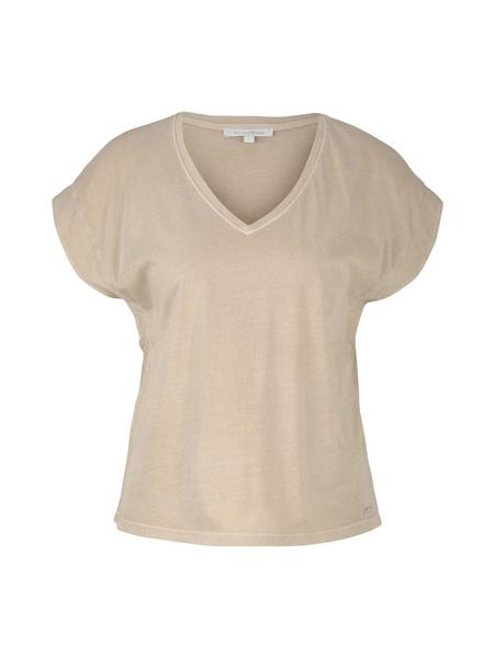 v-neck tee with garment dye - 26679/dune beige