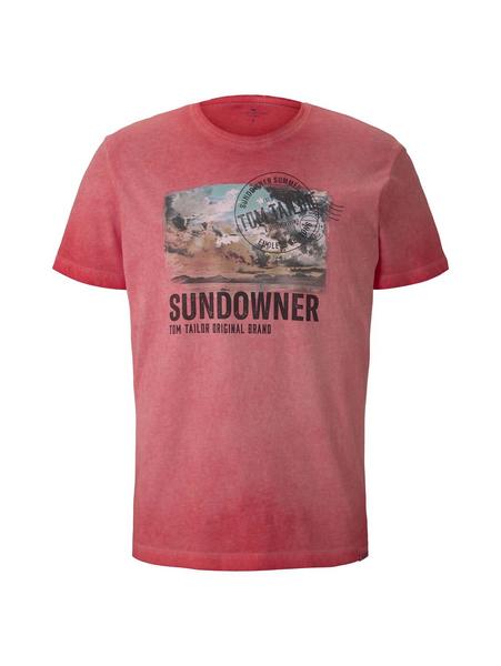 overdyed t shirt with print - 11042/Plain Red