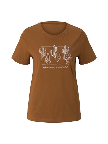 T-shirt with artwork - 12828/Caramel Brown