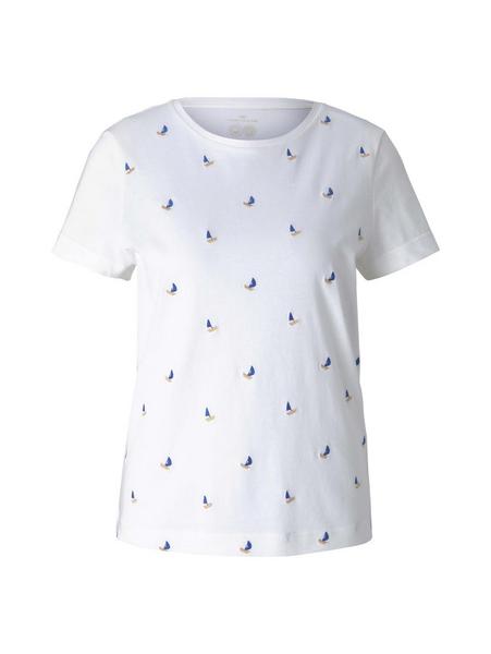T-shirt allover embroidered - 27433/offwhite boats