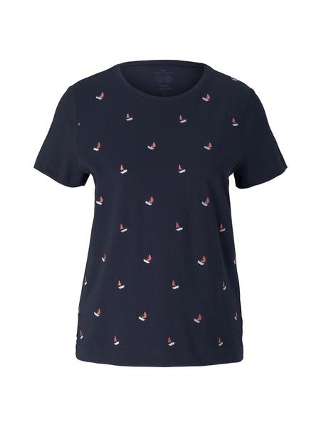 T-shirt allover embroidered - 27432/navy boats emb