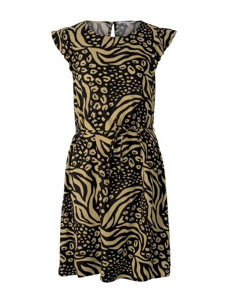 mini dress with ruffle sleeve - 26948/black animal