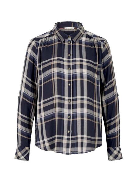 blouse checked - 27619/navy blue beige check