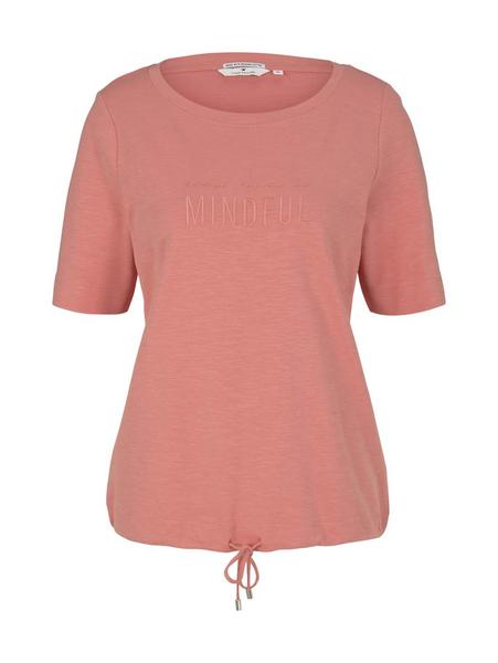 T-shirt with chest embroidery - 28155/dusty pastel