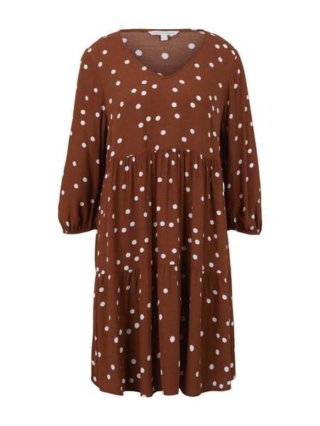 v-neck babydoll dress - 27593/brown dot print