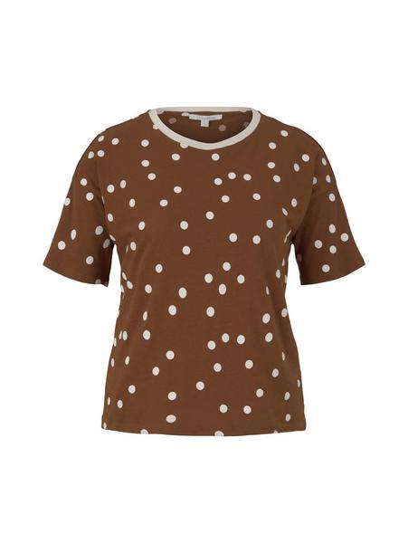 cropped dot print tee - 27593/brown dot print