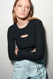 Strickpulli mit Cut-out-Detail, deep black