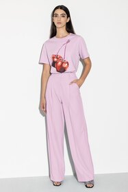 Wideleg-Pants mit Bundfalten, faded lavender