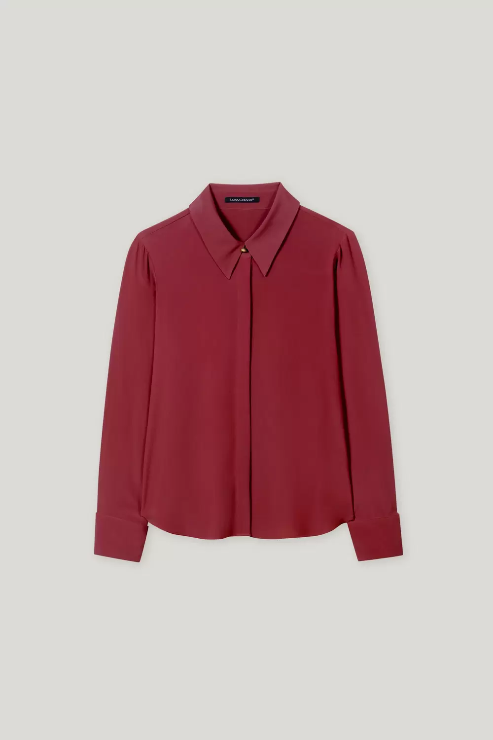 Hemdbluse aus Seiden-Mix - 472/berry red