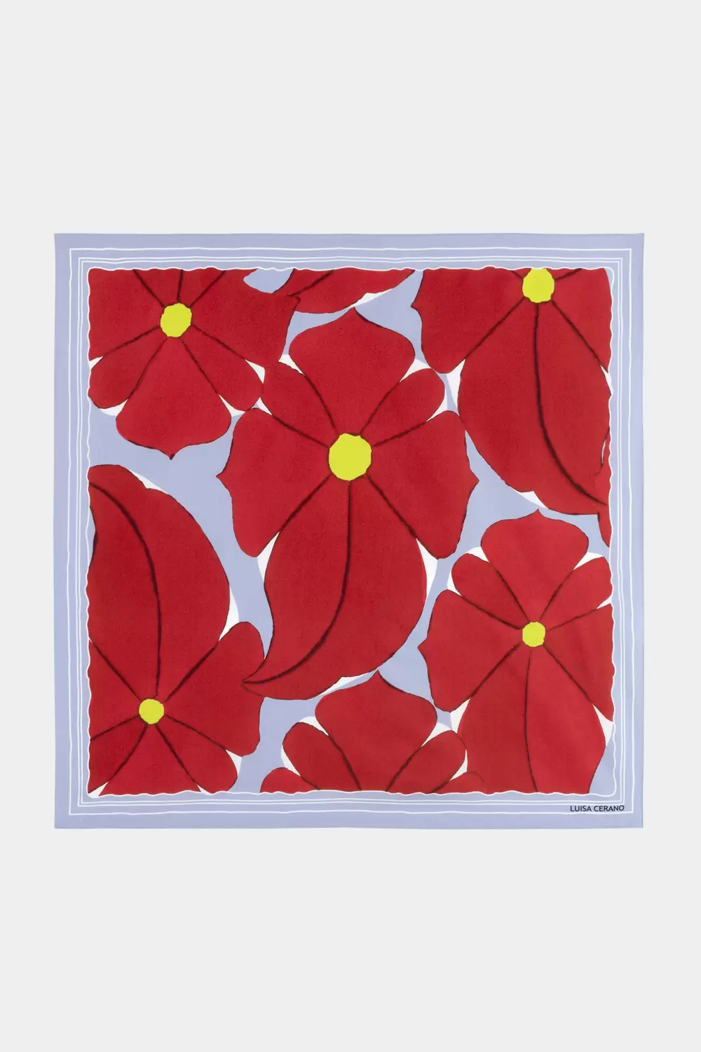 Seidentuch mit Flower-Print - 4642/red flower prin