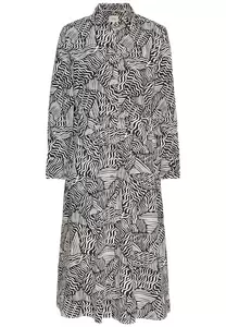 Langes Hemdblusenkleid mit Allover-Print