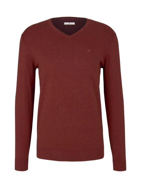 basic v-neck sweater - 19346/spicy chocolate melan