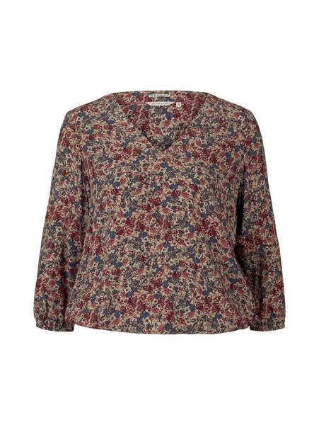 blouse with feminine neckline - 27673/pink blue mu