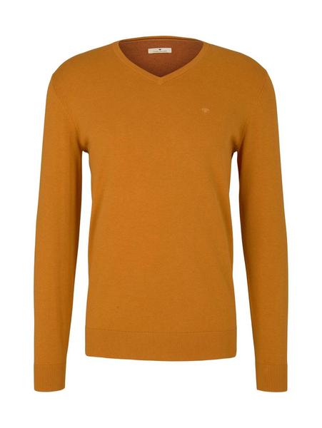 basic v-neck sweater - 27682/rusty orange burned m