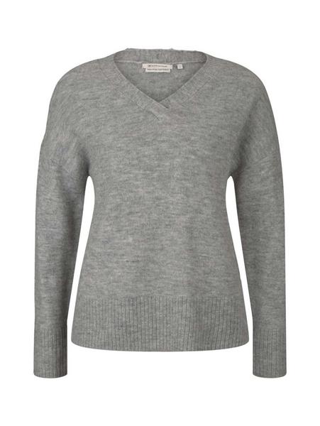 cozy v-neck pullover - 10367/Light Silver Grey M