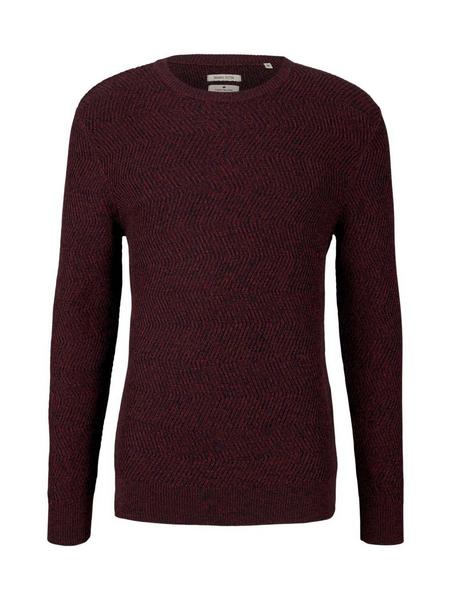 structured mouline sweater - 28100/chili red navy